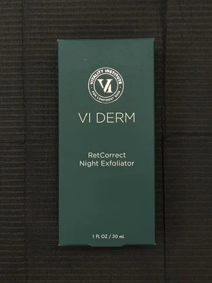 VI DERM RetCorrect Night Exfoliator, boxed, photographed by MJ